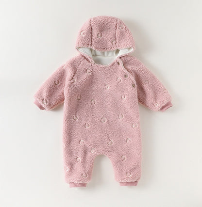 アウタージャンプスーツ 月星 ムーンスター刺繍 ボア 厚手 フード付【mh0011705】