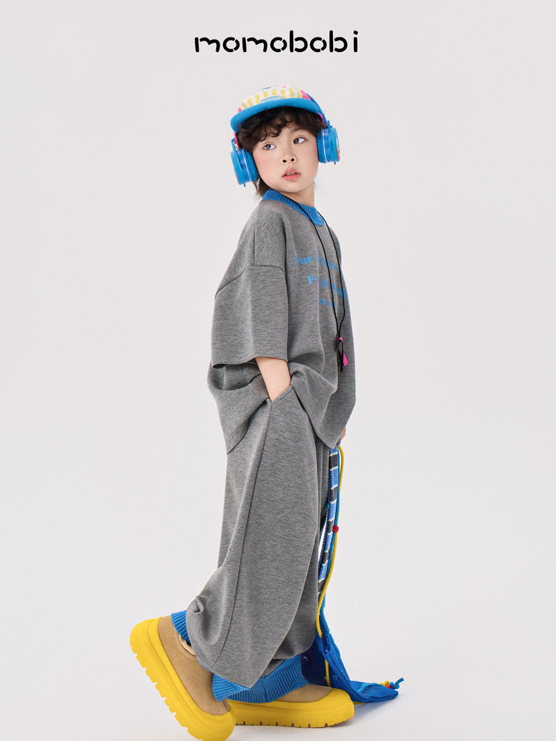 Contrast Rib Tee Long Pants ロゴTシャツ ロングパンツ セット【mh0013008】