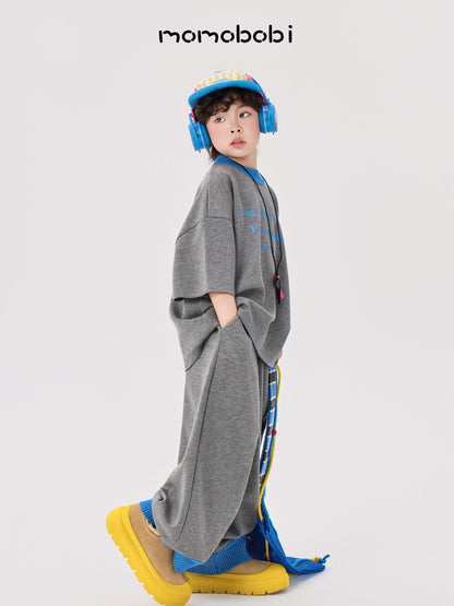 Contrast Rib Tee Long Pants ロゴTシャツ ロングパンツ セット【mh0013008】