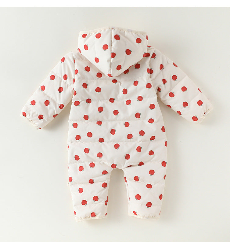 アウタージャンプスーツ プリント 中綿 厚手 フード付 キルティング【mh0011700】