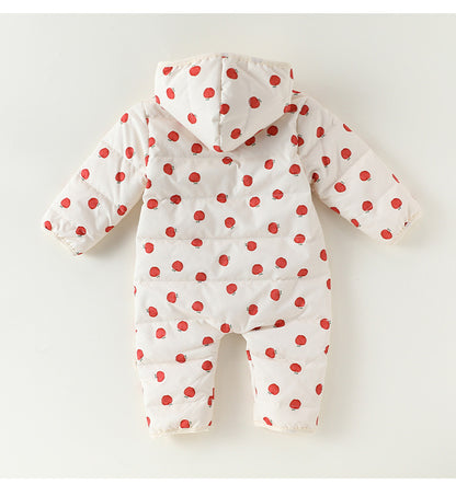 アウタージャンプスーツ プリント 中綿 厚手 フード付 キルティング【mh0011700】