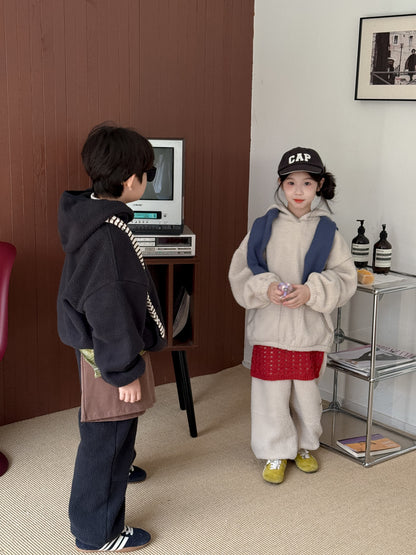 セットアップ キッズ 裏起毛 ボア 厚手 プルオーバー フード付 カジュアル【mh0011662】