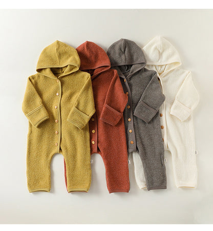 長袖フーディジャンプスーツ シンプルロンパース【mh0011704】