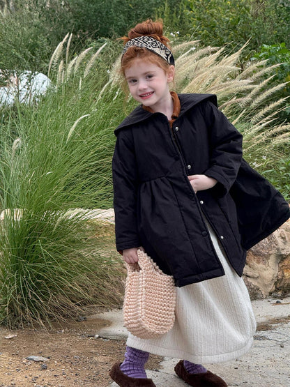 ミドル丈コート ラペル襟 キルティング Aライン 中綿入り アウター【mh0011732】