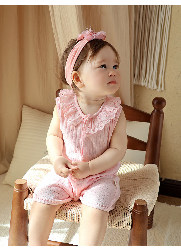 Lace Cotton Romper レース ノースリーブロンパース【mh0013027】