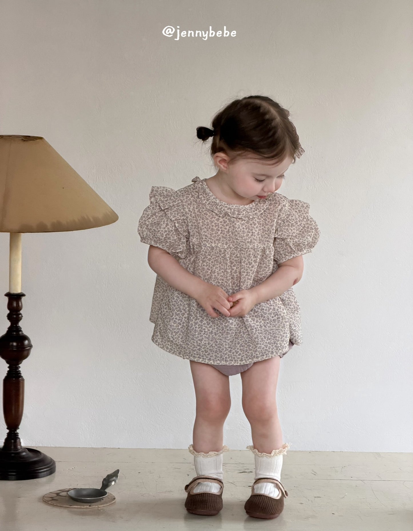 Puff Sleeve Floral Top & Bloomer Set [mh0012530]