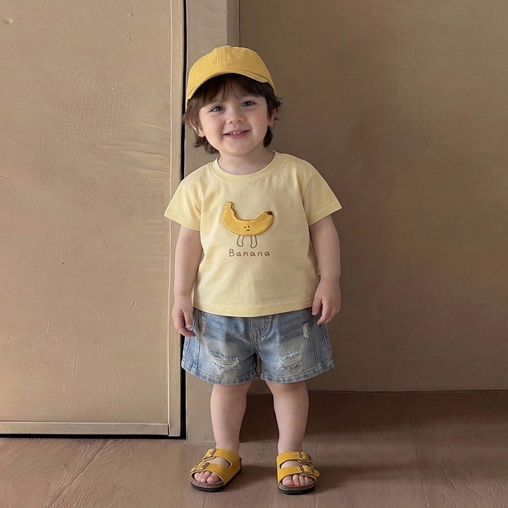 Banana Graphic T-shirt バナナ 刺繍 半袖Tシャツ【mh0012859】
