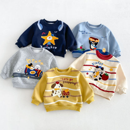 キッズ アップリケ 刺繍 裏起毛 スウェットトレーナー【mh0014775】