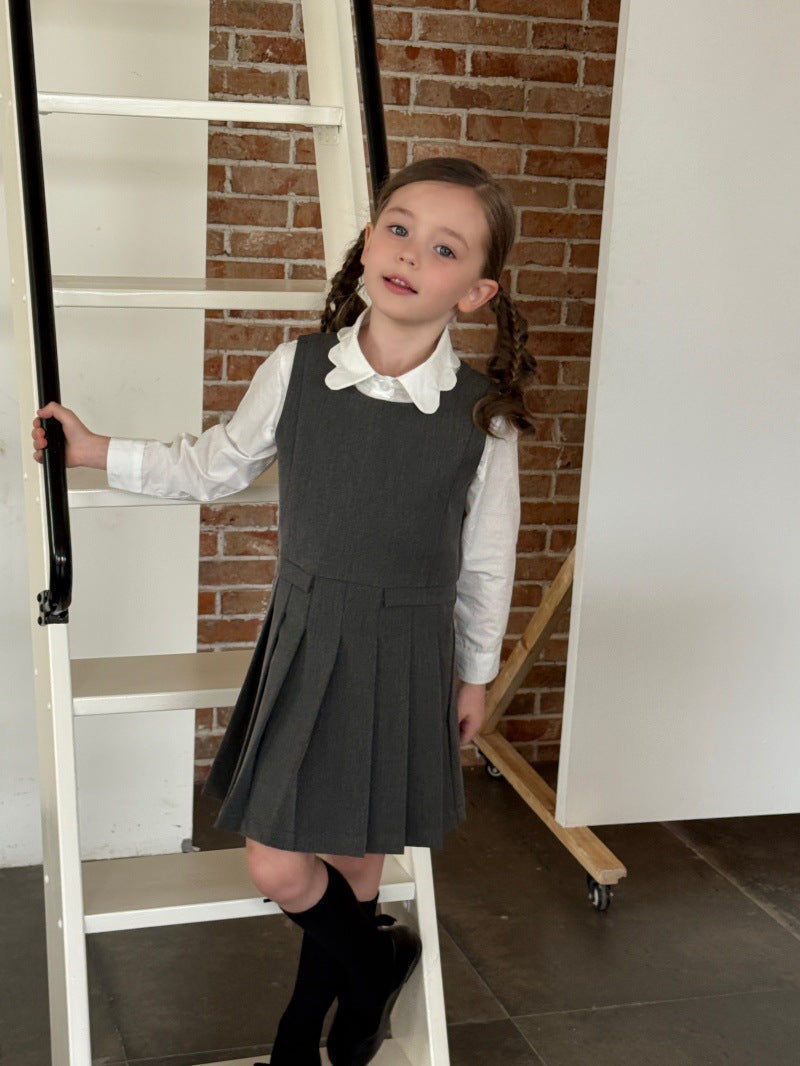 Kids' Sleeveless Pleated Dress with Waist Seam【mh0014072】