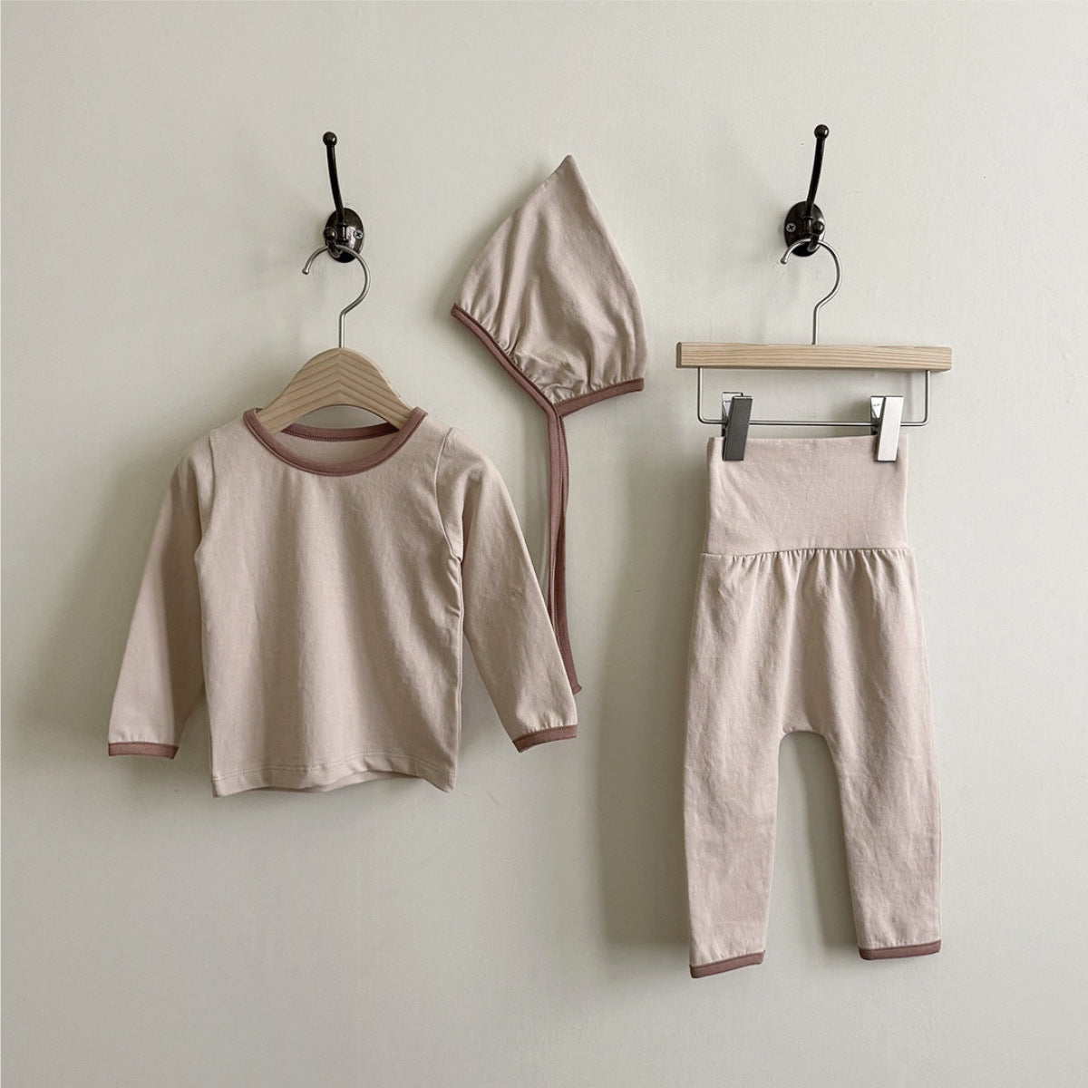 ベビー ハイウエスト ロングパンツ 長袖Tシャツ 帽子【mh0014477】