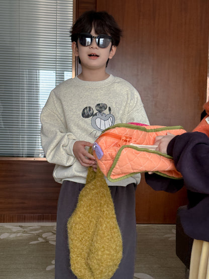 スウェットトレーナー キッズ 裏起毛 プルオーバー クルーネック 厚手 アート柄 トップス【mh0011657】