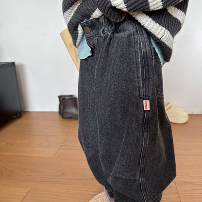 Pantalones vaqueros holgados de pierna cónica para niños【mh0014537】