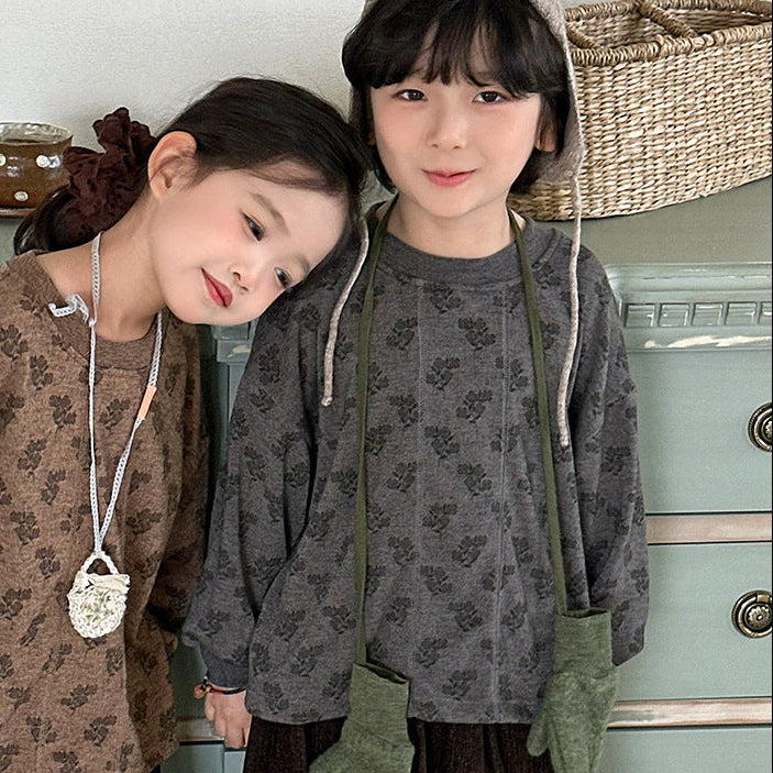 キッズ 花柄 フラワー ルーズ 総柄 長袖Tシャツ【mh0014308】