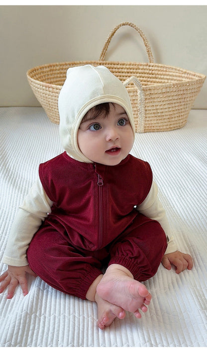ベビー コーデュロイ フロントジップ ノースリーブジャンプスーツ【mh0014711】
