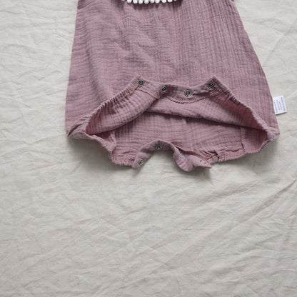 Rabbit Embroidered Gauze Romper