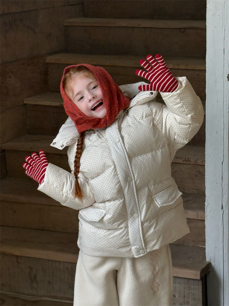 ダウンジャケット ドット フーディ ミディ丈 パフ アウター【mh0011626】