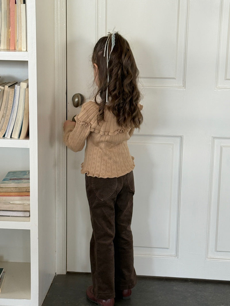 Kids' Corduroy Heart Pocket Straight Long Pants [mh0014084]