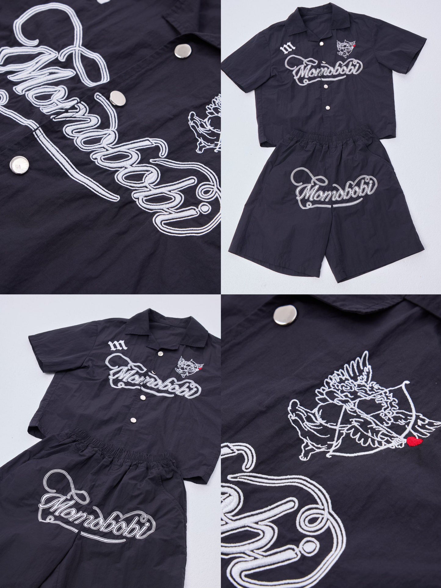Embroidered Letter Set 半袖シャツ ハーフパンツ セット【mh0013006】