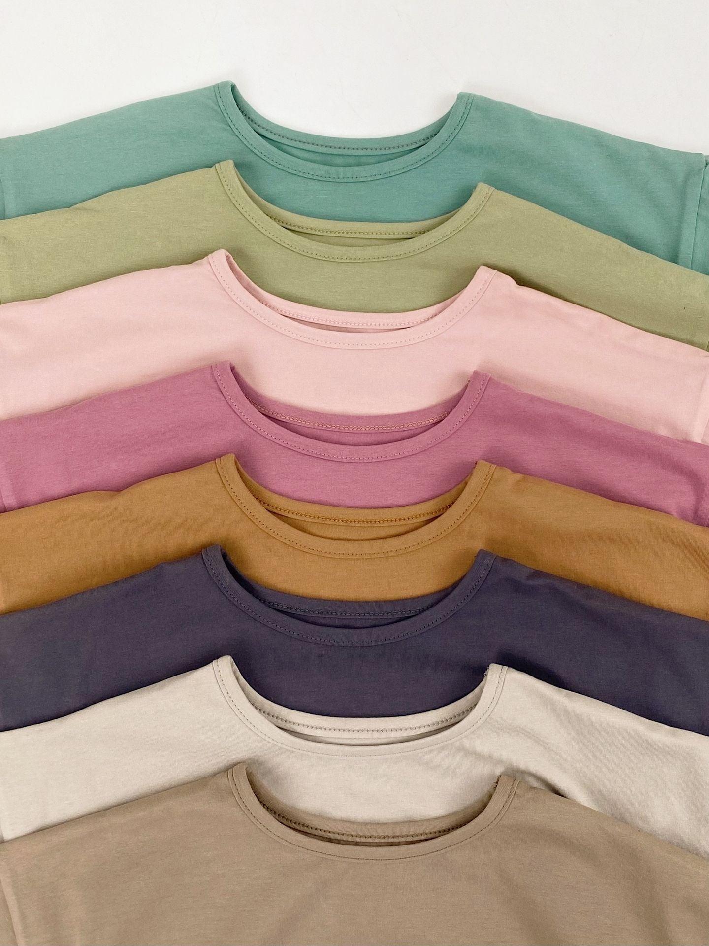 Curved Hem Solid Short Sleeve T-shirt クルーネック 無地 半袖Tシャツ【mh0012830】