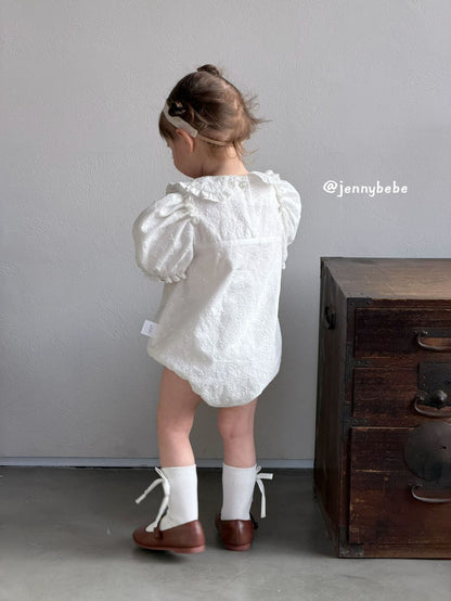 Eyelet Cotton Puff Sleeve Romper