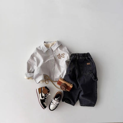 Pantalones largos de mezclilla holgados para bebés y niños 【mh0014645】
