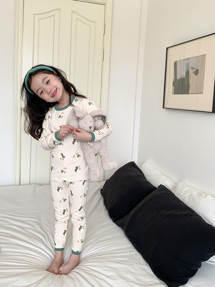 Long Sleeve Printed Pajamas 長袖 プリント パジャマ セット【mh0012243】