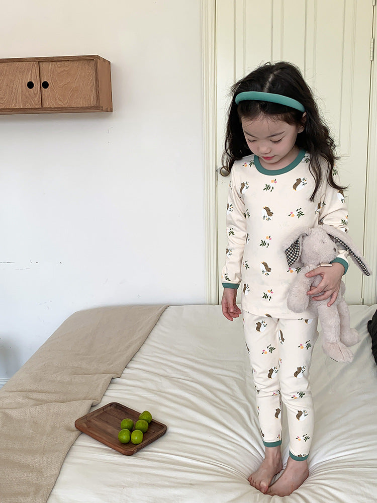 Long Sleeve Printed Pajamas 長袖 プリント パジャマ セット【mh0012243】