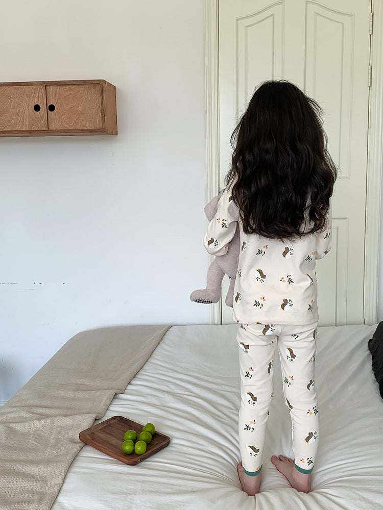 Long Sleeve Printed Pajamas 長袖 プリント パジャマ セット【mh0012243】