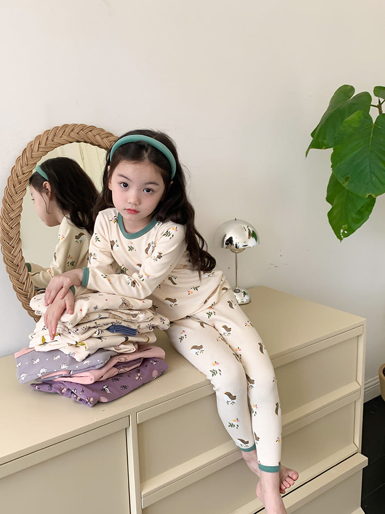 Long Sleeve Printed Pajamas 長袖 プリント パジャマ セット【mh0012243】