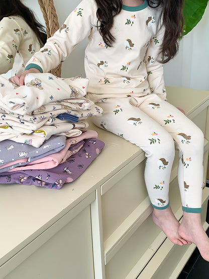 Long Sleeve Printed Pajamas 長袖 プリント パジャマ セット【mh0012243】