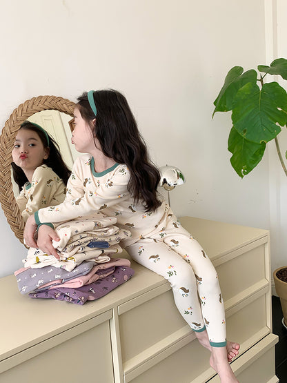 Long Sleeve Printed Pajamas 長袖 プリント パジャマ セット【mh0012243】