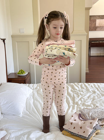 Long Sleeve Printed Pajama Set 長袖 プリント パジャマ セット【mh0012244】