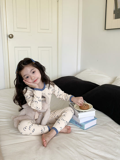 Long Sleeve Printed Pajamas 長袖 プリント パジャマ セット【mh0012243】