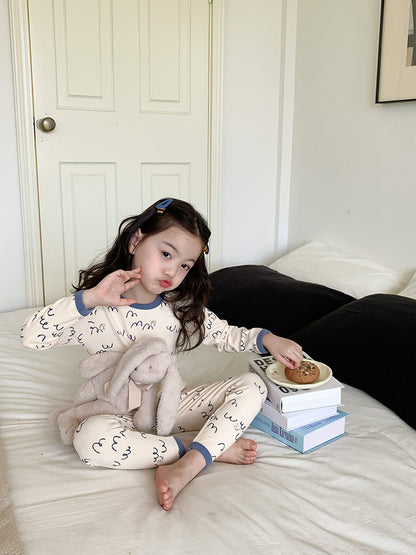 Long Sleeve Printed Pajamas 長袖 プリント パジャマ セット【mh0012243】