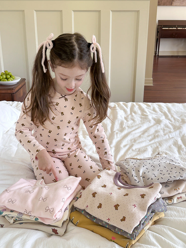 Long Sleeve Printed Pajama Set 長袖 プリント パジャマ セット【mh0012244】