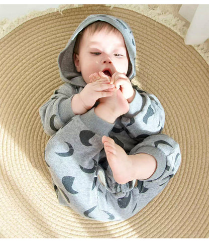 ジャンプスーツ 裏起毛 フード付 長袖 プリント【mh0011710】