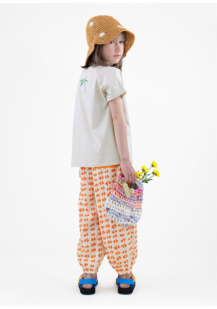 Pantalones Largos con Puños de Gasa y Rayas Geométricas【mh0013214】