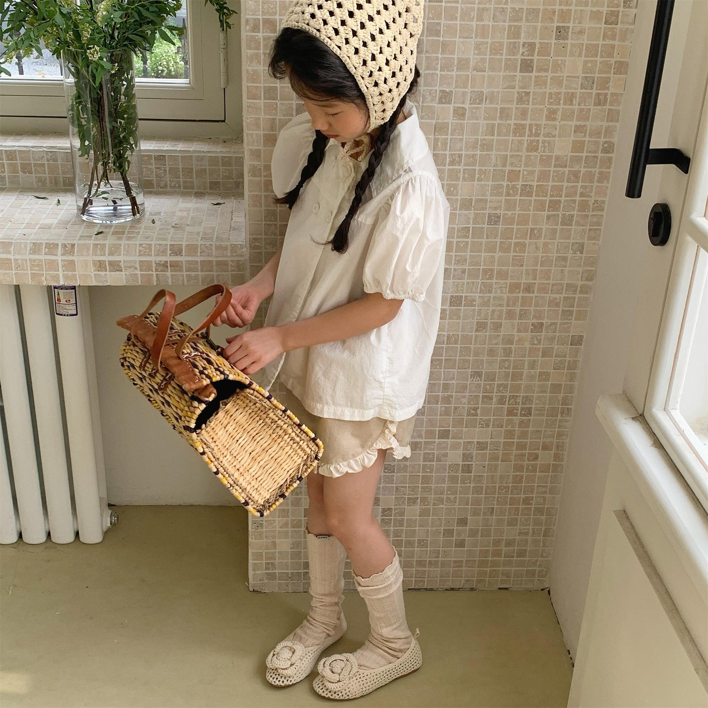 Puff Sleeve Floral Cotton Shirt パフスリーブ フラワー コットン シャツ【mh0012656】