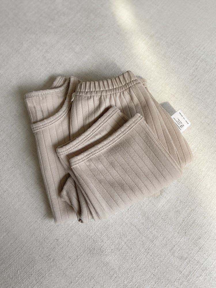 Wide Ribbed Long Sleeve Lounge Set リブ編み 長袖 セットアップ【mh0012674】