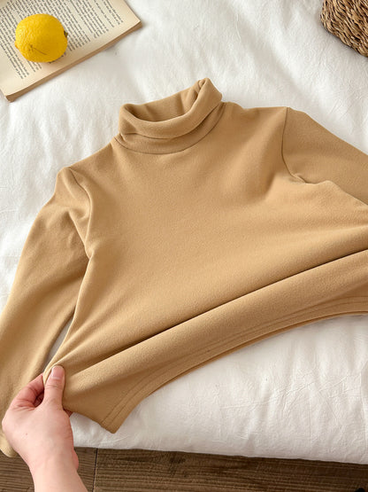 長袖Tシャツ キッズ ハイネック 無地 ベーシック くすみカラー トップス【mh0011664】