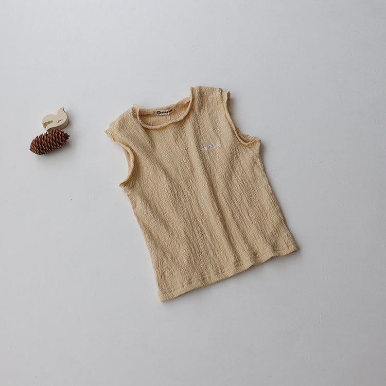 Paris Embroidered Textured Cotton Vest 刺繍 ノースリーブTシャツ【mh0012628】