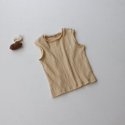 Paris Embroidered Textured Cotton Vest 刺繍 ノースリーブTシャツ【mh0012628】