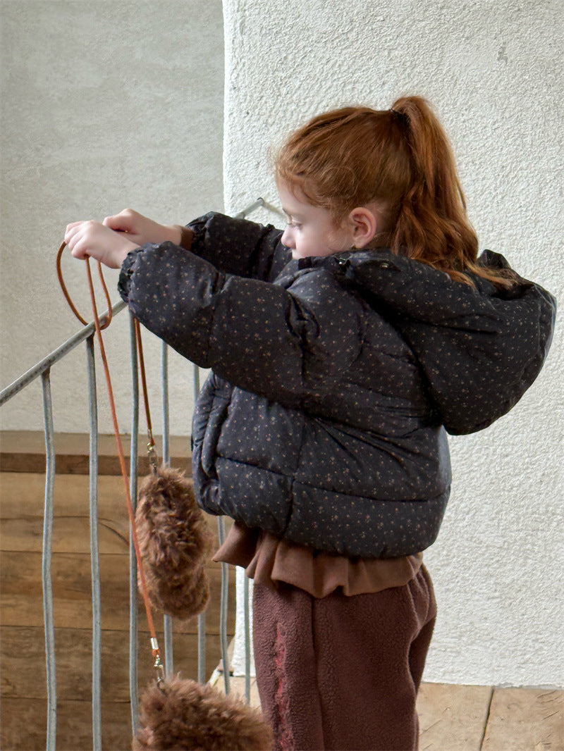 パフジャケット 中綿 小花柄 フーディ カジュアル アウター【mh0011616】