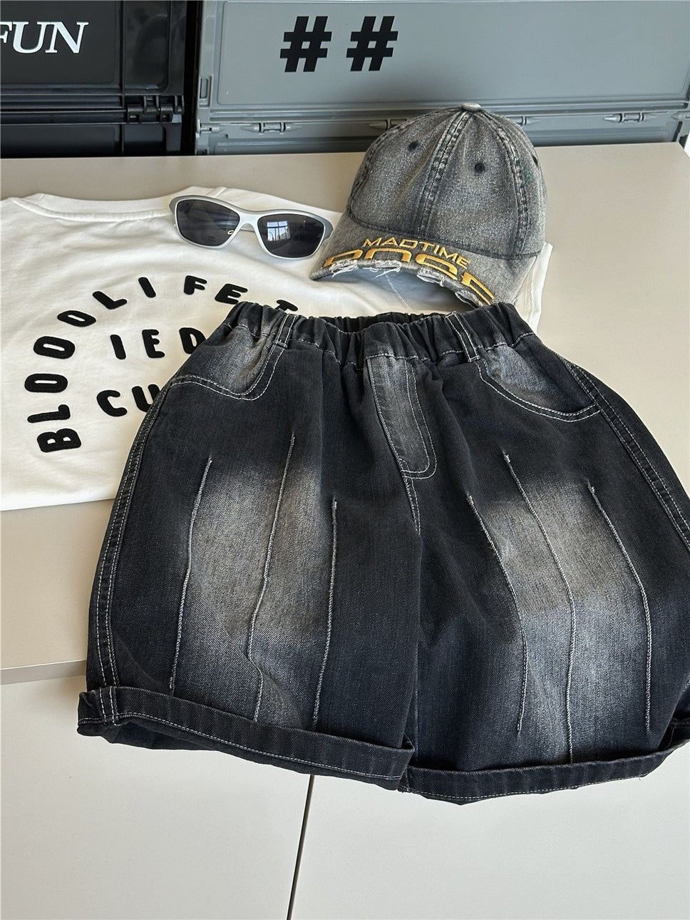 Washed Denim Shorts ウォッシュ ハーフパンツ【mh0012956】