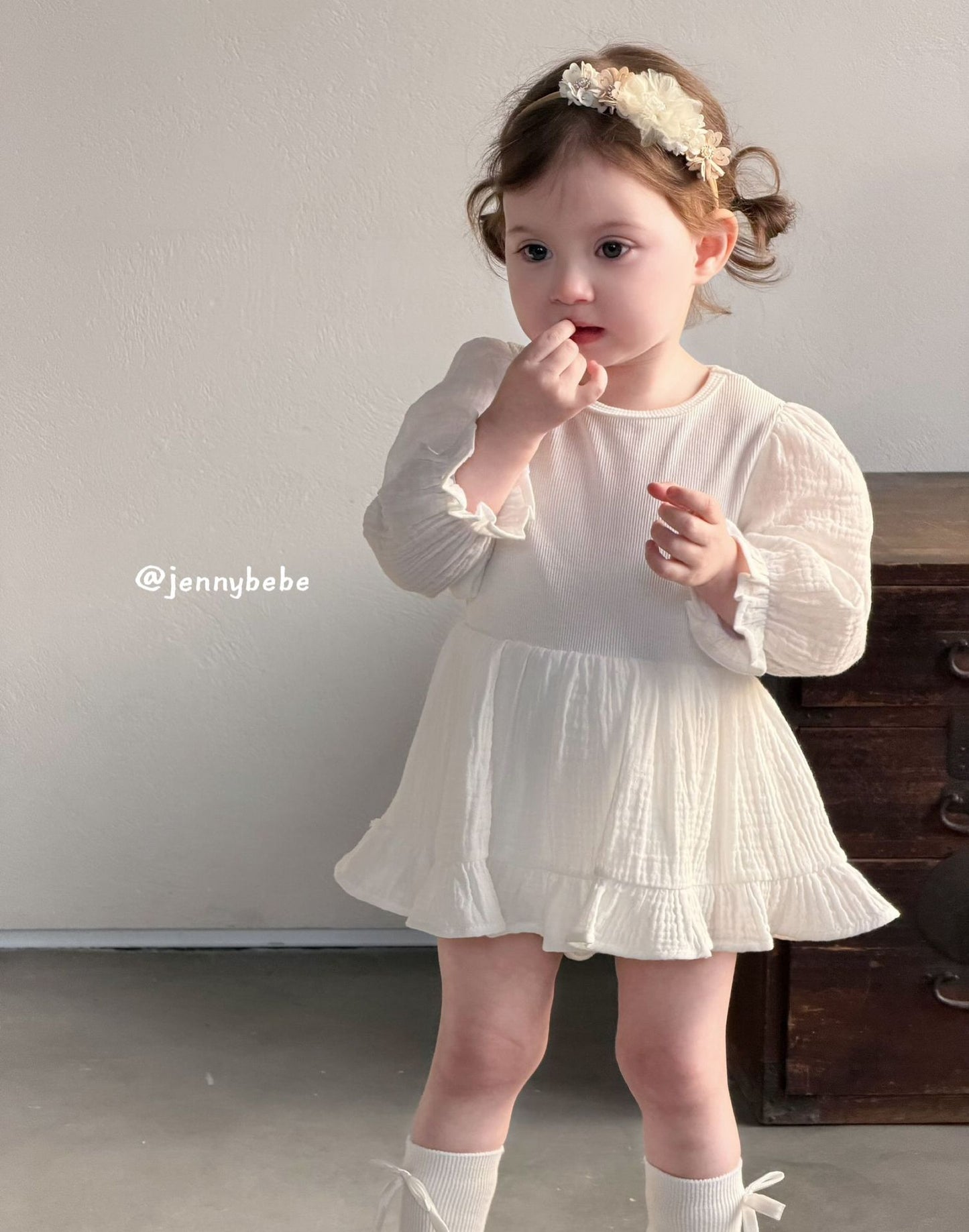 Gauze Puff Sleeve Romper ガーゼ パフスリーブ ロンパース【mh0012527】