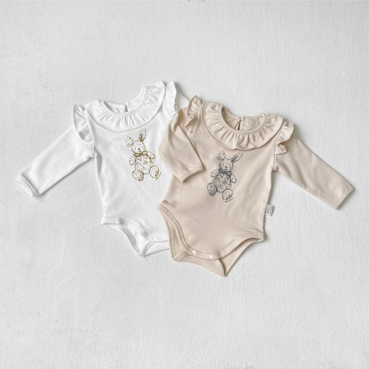 Rabbit Print Ruffle Romper うさぎ プリント ロンパース【mh0012502】