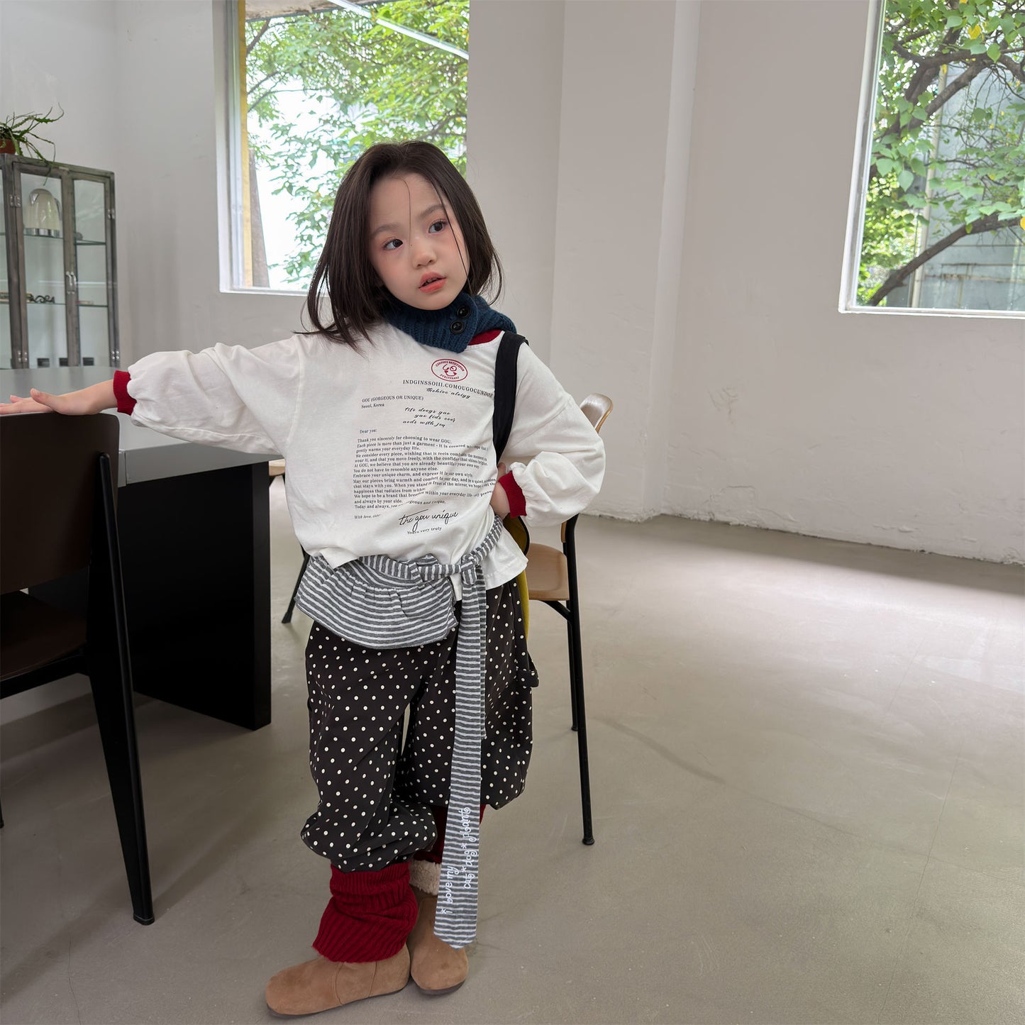 Kids' Color-Blocked Ringer Loose-Fit Letter-Printed Striped Long-Sleeved T-Shirt [mh0014062]