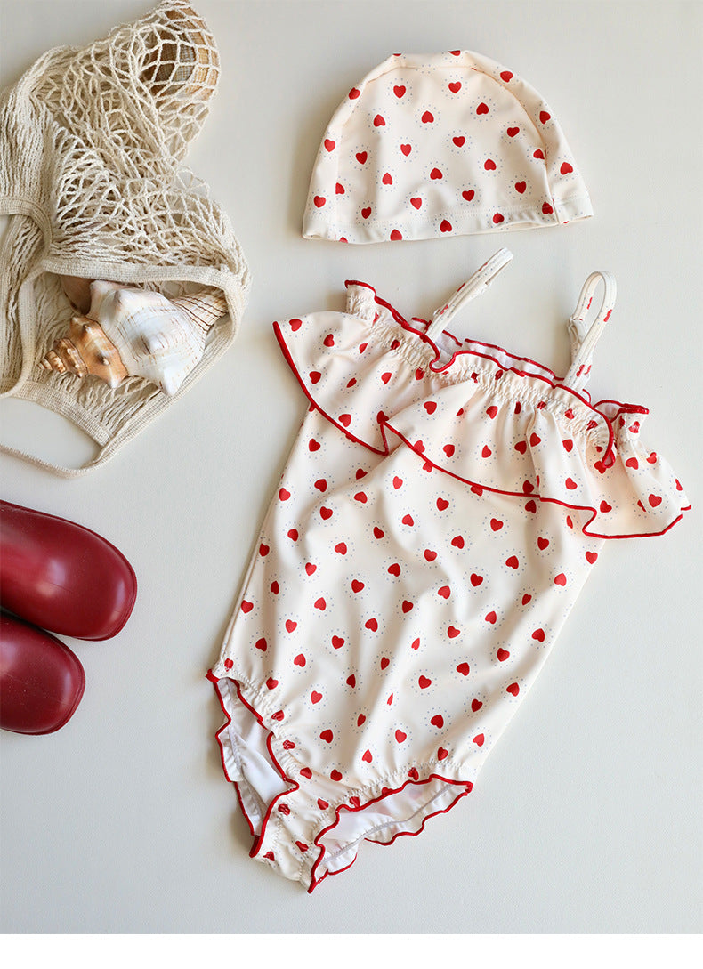 UPF50 Plus Cherry Heart Printed One-piece チェリー ハート 水着【mh0012595】