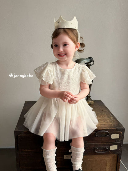 Lace Tulle Sleeveless Romper Dress レース チュール ロンパース ドレス【mh0012554】