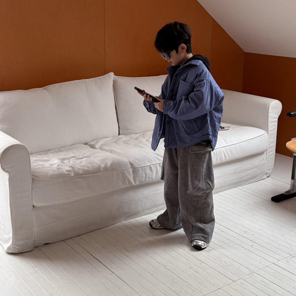 シャツジャケット キッズ チェック柄 中綿 厚手 ルーズフィット カジュアル アウター【mh0011673】